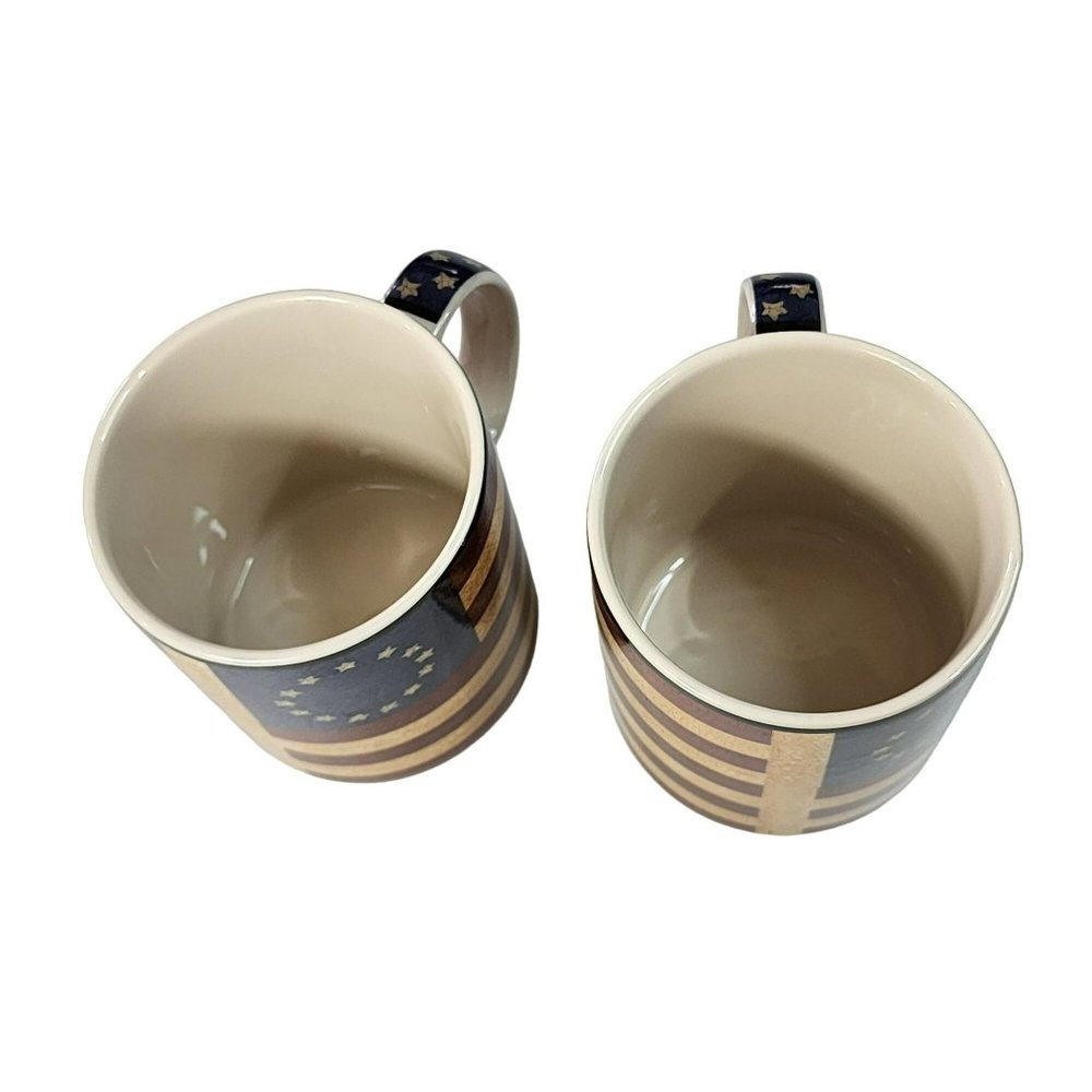 Coventry Liberty Stoneware Set of 2 Americana Patriotic Ceramic Coffee Mug 14oz - Picture 8 of 9